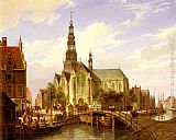 Amsterdam Canvas Paintings - A Capriccio View Of Amsterdam